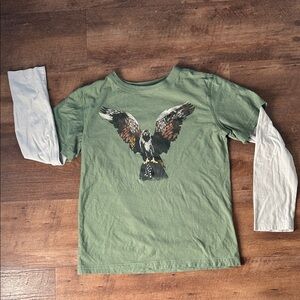 Tea Collection Green Long Sleeve Layered “V is for Vulture” Graphic Tee